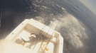 Swordfish Gets In Boat, Fishermen Get Out Of Boat