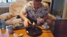 Brave Young Man Eats A Cactus On Fire!