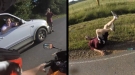 Hick Runs Motorcycle Off The Road, Learns It's A Bad Idea To Mess With Bikers