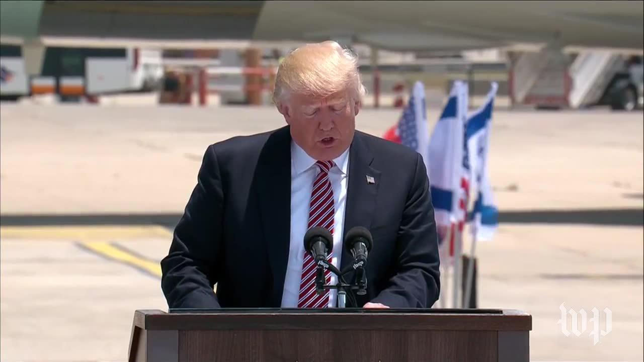 Trump delivers remarks at welcoming ceremony in Israel