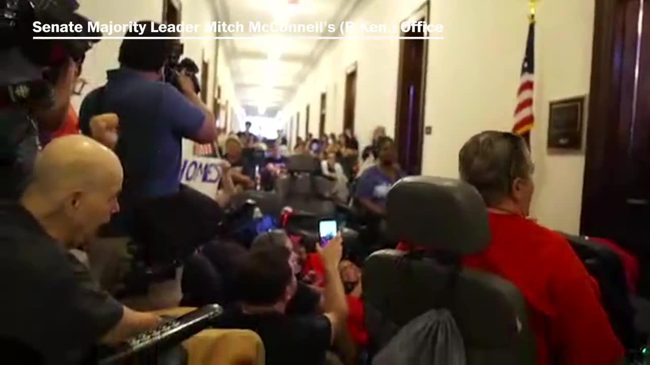 Protesters arrested outside Senate Majority Leader Mitch McConnell's office