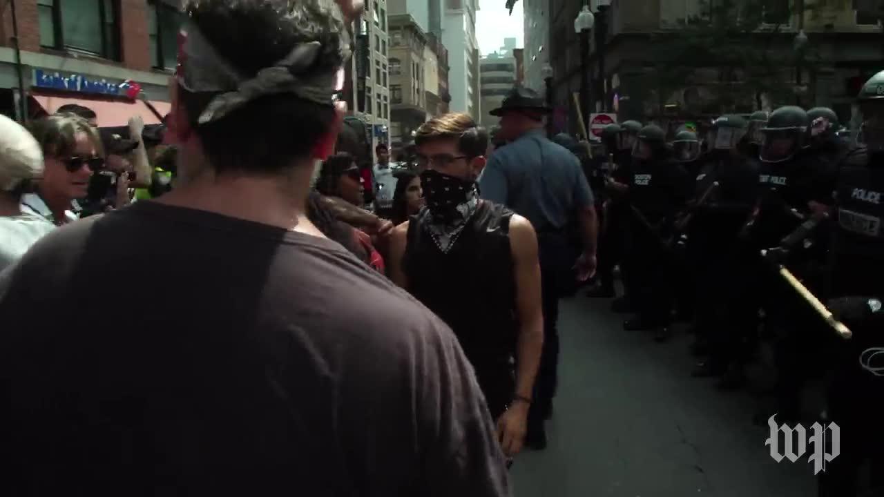 Counterprotesters And Police Scuffle After 'Free Speech' Rally